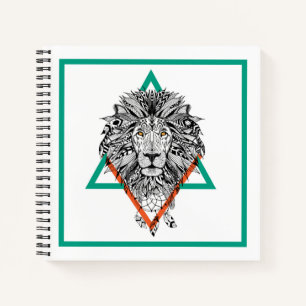 Carnet Portrait de lion géométrique Aztec