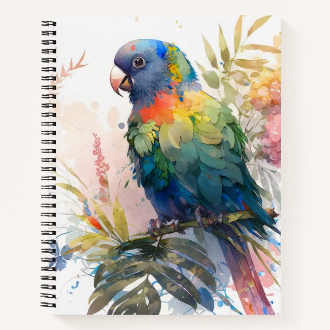 Carnet Portrait d'oiseaux perroquets Peinture animale Fau (Devant)