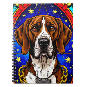 Carnet Portrait en verre coloré d'un chien avec chaîne en