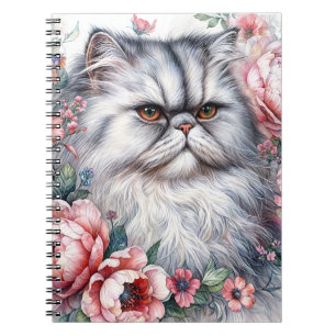 Carnet Portrait floral de chat perse