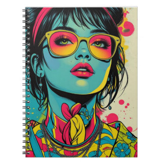 Carnet Portrait Neon Pop Diva - Art rétro gras et dynamiq