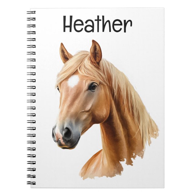 Carnet Portrait Palomino Horse Personnalisé (Devant)