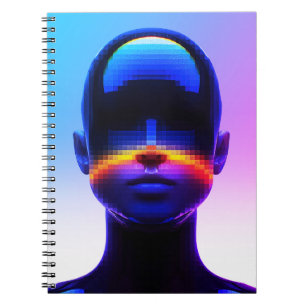 Carnet Portrait Pixel Art Futuriste – Abstrait Numérique