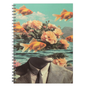 Carnet Portrait surréaliste avec fleurs de goldfish et oc