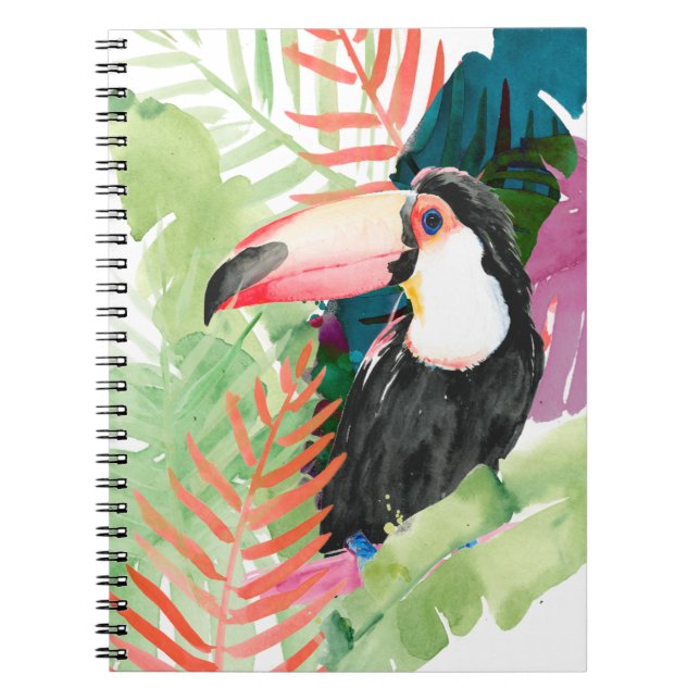 Carnet Portrait toucan avec Feuilles tropicaux (Devant)