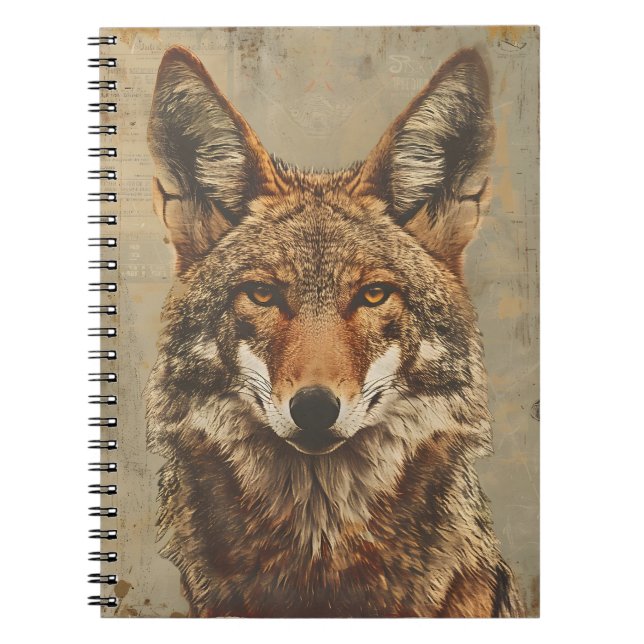Carnet Portrait vintage d'un coyote (Devant)