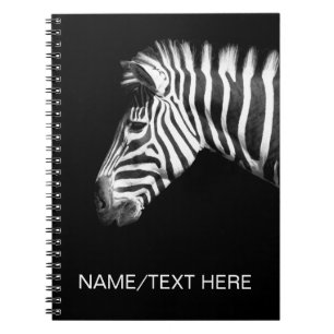 Carnet Portrait Zebra sur le nom ou le texte personnalisé