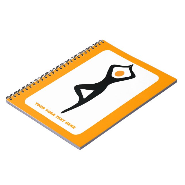 Carnet Pose de yoga noir, orange personnalisé (Côté gauche)