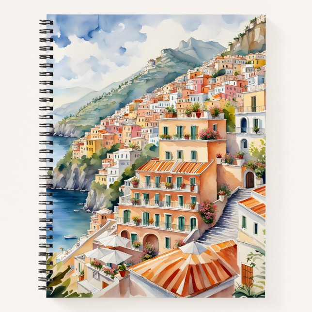 Carnet Positano : Le charme de l'aquarelle sur la côte am (Devant)