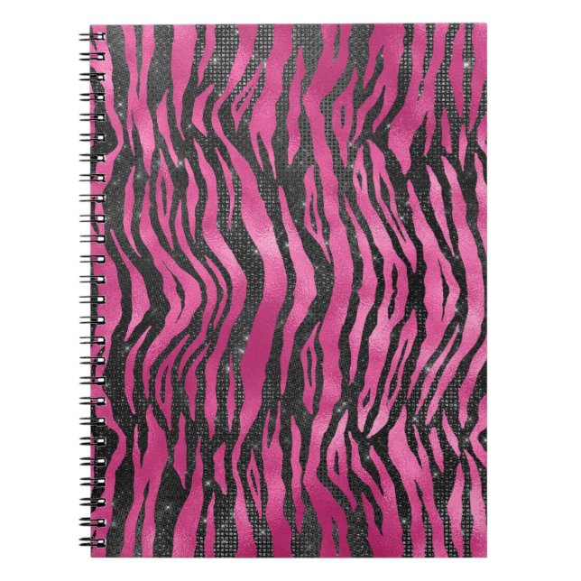 Carnet Poster de animal de glamour rose et noir (Devant)