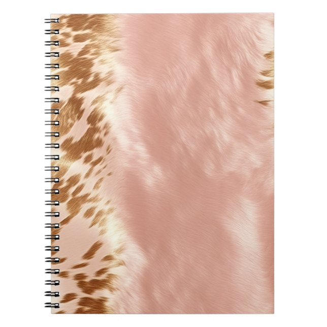 Carnet Poster de animal de vache rose (Devant)