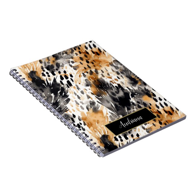 Carnet Poster de animal léopard à crème noire sauvage (Côté Droit)