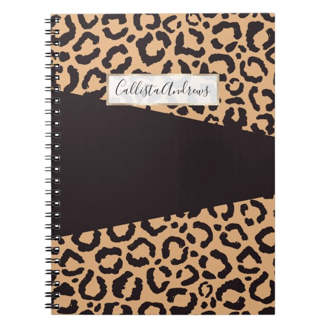 Carnet Poster de animal Leopard d'or noir moderne (Devant)