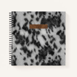 Carnet Poster de animal noir et blanc Faux Cowhire & Cuir