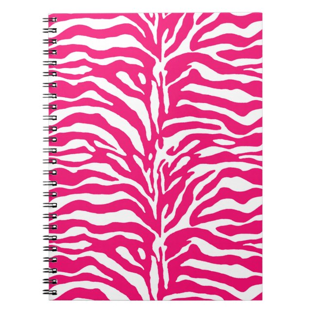 Carnet Poster de animal sauvage, Zèbre à Fuchsia rose et  (Devant)