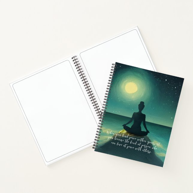 Carnet Poster de méditation Yoga sur Rock Moon Star Ocean (Intérieur)