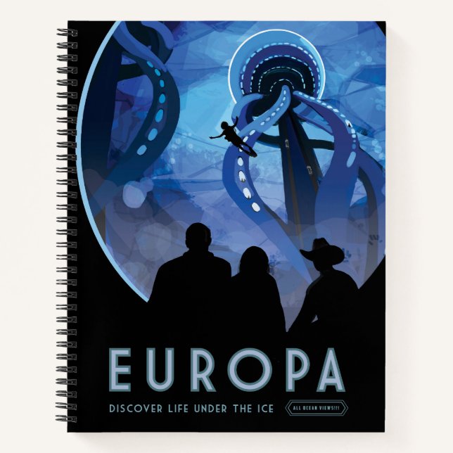 Carnet Poster de voyage Retro Space - Jupiter's Moon Euro (Devant)