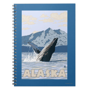 Carnet Poster du Vintage voyage de baleines à bosse d'Ala