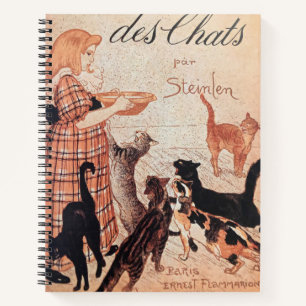Carnet Poster d'une fille nourricière Chats Vintage Stein