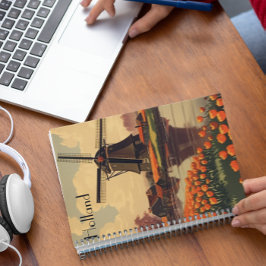 Carnet Poster Vintage voyage de Hollande, personnalisable