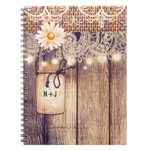 Carnet Pots Mason Lumineux Rustiques Marguerites & Dentel