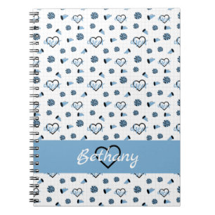 Carnet Poudre Bleu Coeurs de la poire, Pom Poms, Mégaphon