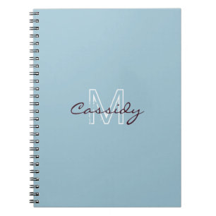 Carnet Poudre bleu Monogramme simple