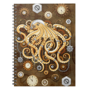 Carnet Poulpe Steampunk Rétro Fantastique Mécanique