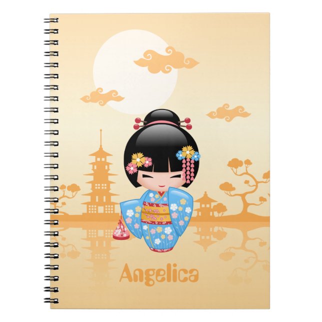 Carnet Poupée Maiko Kokeshi - Cute Japonaise Geisha Girl (Devant)