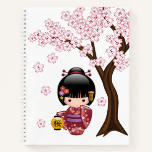 Carnet Poupée Sakura Kokeshi - jolie fille japonaise Gei