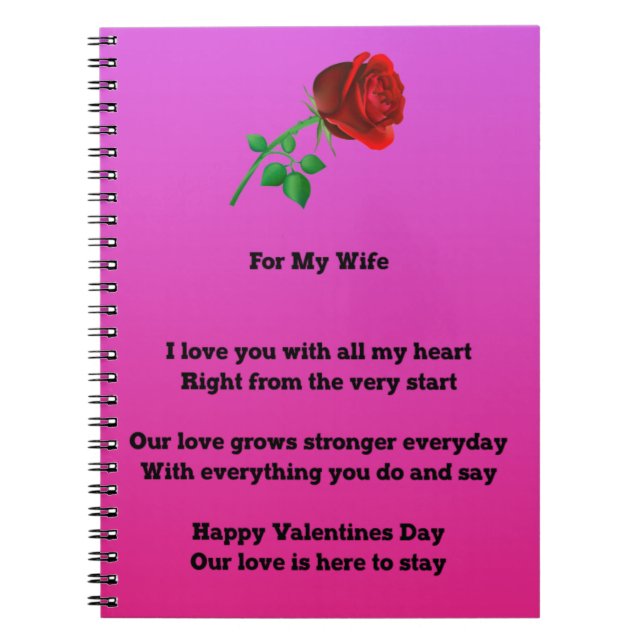 Carnet Pour mon poème de jour de valentines d'épouse (Devant)