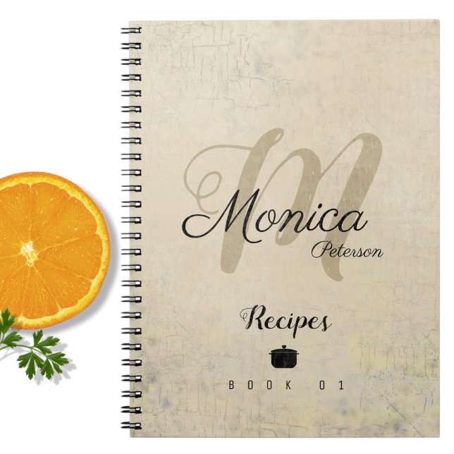 Carnet Pour recettes de chef un Monogramme élégant sur le (Créateur téléchargé)