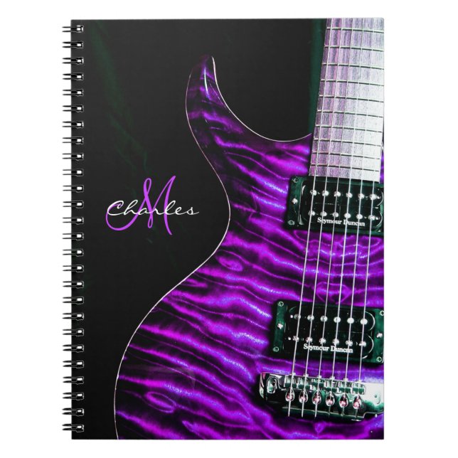 Carnet pourpre personnalisé de musique de guitare (Devant)