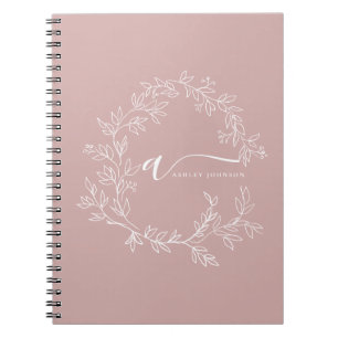 Carnet Poussière de rose poudré Monogramme Féminin écritu