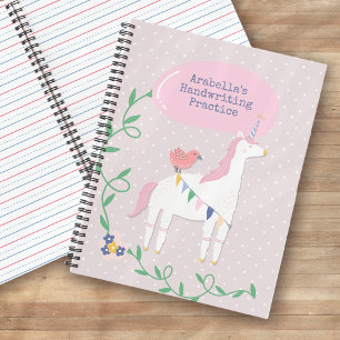 Carnet Pratique d'écriture manuscrite Unicorne rose