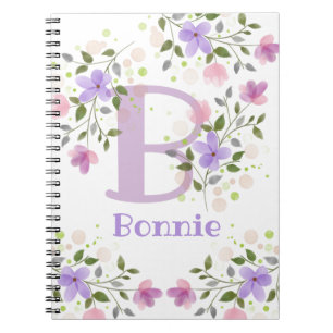 Carnet Premier nom initial plus Bonnie avec fleurs