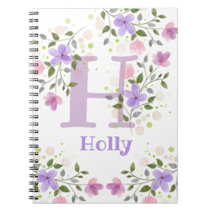 Carnet Premier nom initial plus Holly avec fleurs