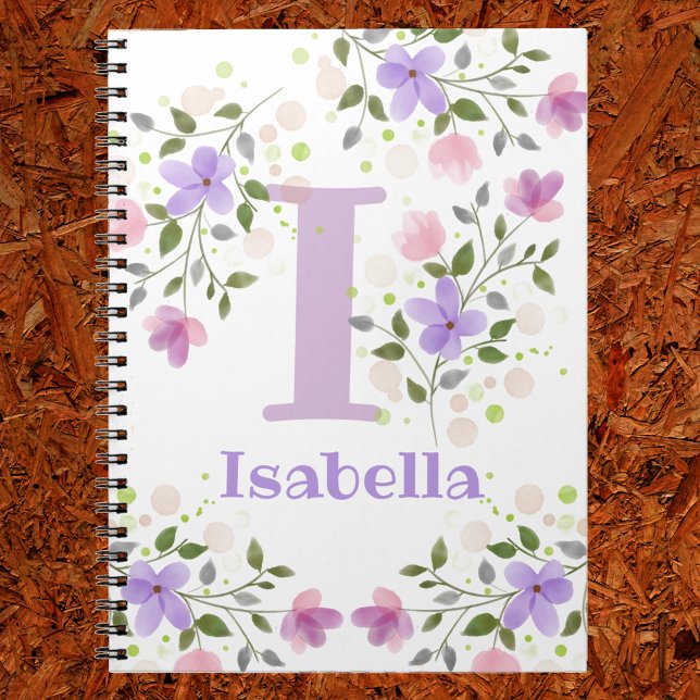 Carnet Premier nom initial plus Isabella avec fleurs (Créateur téléchargé)