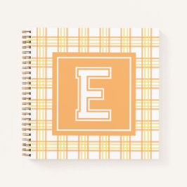 Carnet Preppy Plaid Varsity Monogram Orange Yellow Square