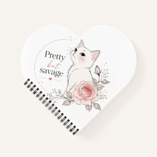 Carnet Pretty But Savage White Cat Rose Notebook