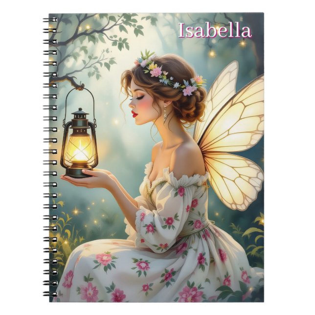 Carnet Pretty Fairy Themed Floral Fairytale Personalized (Devant)