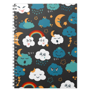 Carnet Prévisions Météo en Dessin Animé Motif Sans Coutur