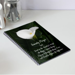 Carnet Prière de sérénité Fleur de lys calla blanche