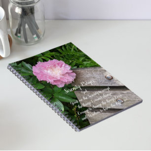 Carnet Prière de sérénité Fleur de pivoine rose florale