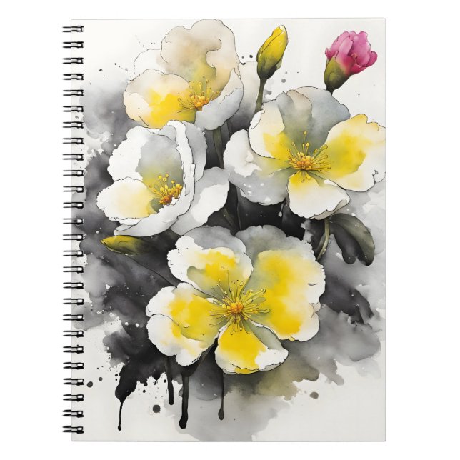 Carnet Primrose - Watercolor flowers (Devant)