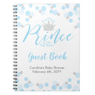 Carnet Prince Blue Silver Baby Shower Guest Book