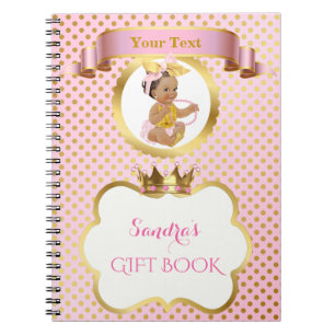 Carnet Princesse Bébé Fille Arc Rose Or Cadeau Invité