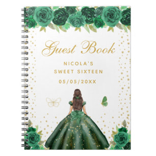 Carnet Princesse Brunette Cheveux Floral Vert Sweet Sixte