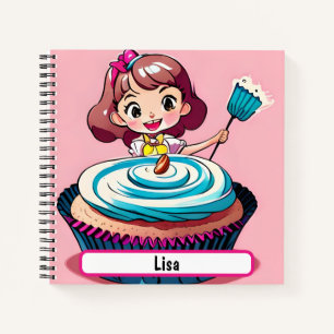 Carnet Princesse Cupcake Rose, Avec Étiquette Personnalis
