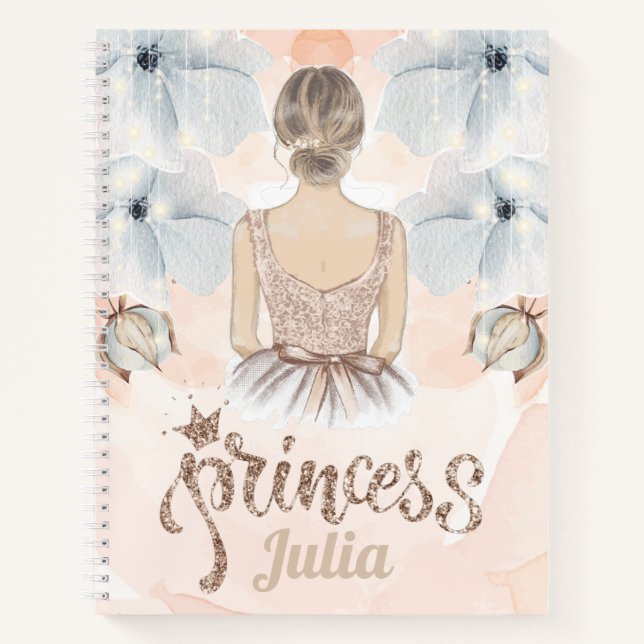 Carnet Princesse de luxe parties scintillant personnalisé (Devant)